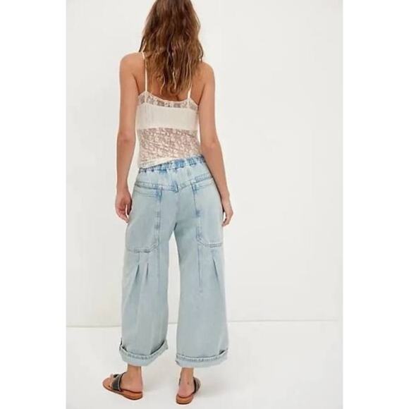 Free People Light Blue Wide-Leg Pants - Picture 2 of 2